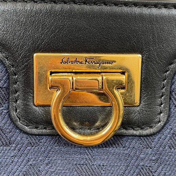 SALVATORE FERRAGAMO Black Monogram Tote Bag - Picture 10 of 16